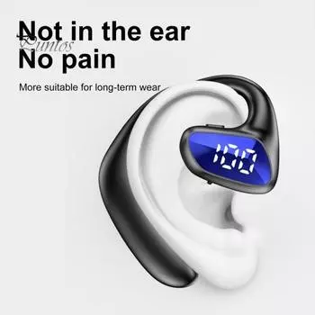 1 комплект беспроводных наушников с технологией костной проводимости, односторонний дизайн открытого уха, дисплей питания, беспроводные наушники для бега красный