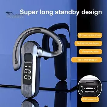 1 комплект беспроводных наушников с воздушной проводимостью, цифровым дисплеем, 300 мАч, крепление на ухо сзади, 5.2, совместимые с Bluetooth наушники для спорта белый