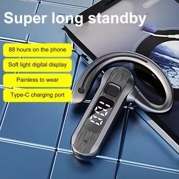 1 комплект беспроводных наушников, воздушная проводимость, цифровой дисплей, 300 мАч, крепление сзади, 5,2, Bluetooth-совместимый белый