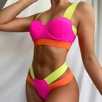 1 комплект бикини, сексуальный купальник с низкой талией и мягким бюстгальтером на косточках L розы красного