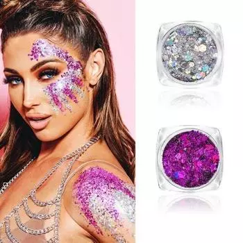 1 комплект блестящего геля для тела и лица, 12 цветов, долговечные волосы, универсальные сценические клубные блестки для фестивалей, вечеринок