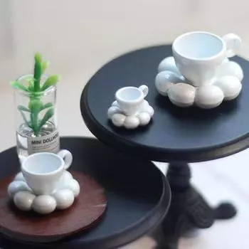 1 комплект блюдец для кукольного домика, симпатичный фотореквизит, гладкая поверхность, модная миниатюрная кофейная модель, декор для микропейзажа S розовый