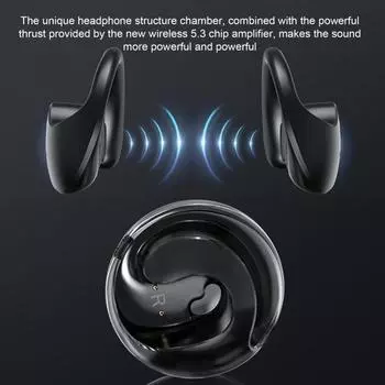 1 комплект Bluetooth-совместимых наушников с силиконовым ремешком для подвешивания, беспроводные водонепроницаемые стереонаушники с мощным звуком чёрный