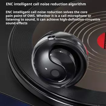 1 комплект Bluetooth-совместимых наушников с силиконовым ремешком для подвешивания, беспроводные водонепроницаемые стереонаушники с мощными звуковыми эффектами для тренировок чёрный