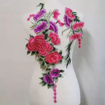 1 комплект большая вышивка пион цветок аппликация чонсам сценическая одежда украшения аксессуары ручная работа шитье своими руками ремонт