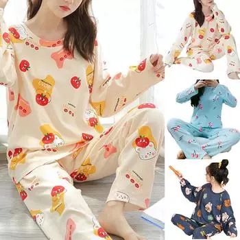 1 комплект большого размера с длинным рукавом, свободная женская осенняя полиэстеровая пижама, пуловер, домашняя одежда L абрикосовый