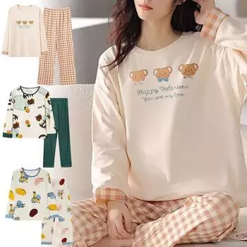 1 комплект, большой размер, свободная, удобная, женская, с рисунком, пижама с длинным рукавом и брюками, комплект домашней одежды XXL