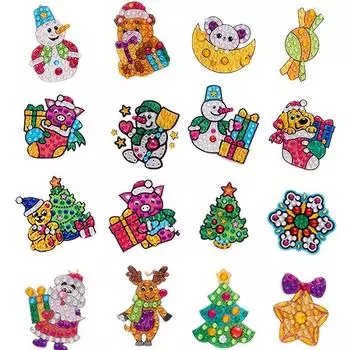 1 комплект, брелок для ключей DIY, алмазная картина, мультяшная рождественская серия, размер, бриллиант, детская сумка, кулон, цепочка A