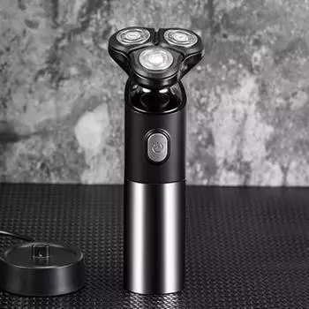 1 комплект, бритва для бритья, прозрачный светодиодный экран, гладкое бритье, перезаряжаемая через USB, полезная беспроводная портативная роторная бритва для бороды для дома красный