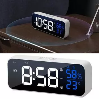 1 комплект будильника, переключатель на 12/24 часа, пробуждение, 2 группы будильников, удобный, простой, цифровой для дома в скандинавском стиле One Size белый