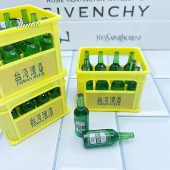 1 комплект бутылочек для кукольного домика, высокая имитация, отличное качество изготовления, интересная гладкая поверхность, небьющиеся игрушки для ролевых игр, портативные мини-ящики для кукольного домика B