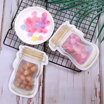 1 комплект бытовых пакетов для хранения пищевых продуктов, самозапечатывающийся пакет в форме бутылки Мейсона для сохранения, влагостойкий и портативный