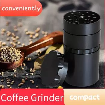 1 комплект цельной конструкции, 50 мм, 5-слойная плоская ручная мельница для специй с контейнером для хранения, скошенная кромка мельницы из алюминиевого сплава чёрный