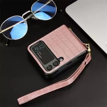 1 комплект чехла для крышки Z Flip4, защитный чехол на шарнире, складной телефон Samsung с ремешком для A зелёный