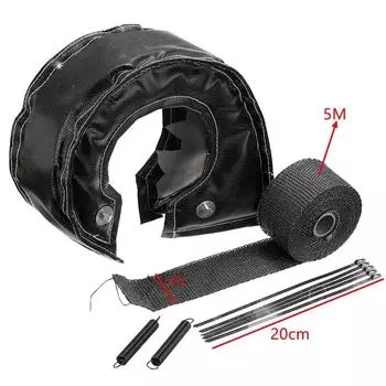 1 комплект чехлов для теплоизоляции T4 Racing Turbo + 5 см*5 м термообертка для выхлопной трубы, коллектора, красная/черная/синяя/титановая турбина красный