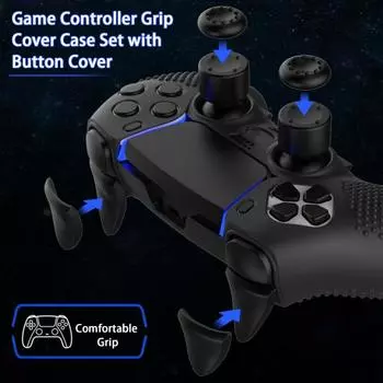1 комплект, чехол с игровой ручкой, текстура с волнистой точкой, противоскользящий, устойчивый к царапинам, с крышкой джойстика, защитный чехол для консоли для PS5 чёрный