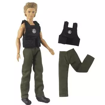 1 комплект, черный жилет без рукавов, длинные брюки, кукольная одежда для Кена, наряды для кукол, одежда для Кена, мужской комплект для кукольной одежды для мальчиков и мальчиков чёрный
