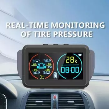 1 комплект датчика контроля давления в шинах с внутренним и внешним автомобильным беспроводным высокоточным универсальным устройством обнаружения шин Black