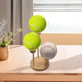 1 комплект, деревянная подставка для бейсбола, держатель для 3 мячей, многофункциональный теннисный гольф, спортивные мячи, основание, настольная стойка, подарок для энтузиастов бейсбола Sets