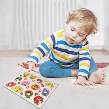 1 комплект деревянных досок-пазлов с животными, мультяшными фруктами, доска для сопоставления, мелкая моторика, цвет, форма, дошкольное обучение, обучающая доска-головоломка, игрушка C