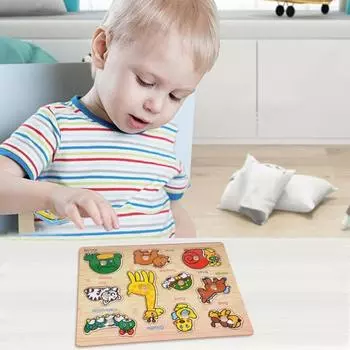 1 комплект деревянных досок-пазлов с животными, мультяшными фруктами, доска для сопоставления, мелкая моторика, цвет, форма, дошкольное обучение, обучающая доска-головоломка, игрушка C