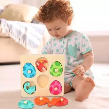 1 комплект деревянных головоломок с динозаврами, забавная трехмерная познавательная способность, экологически чистая игра-сортировка для детей