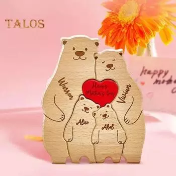 1 комплект деревянных медведей, семейный пазл, украшение, любовь, сердце, обнимающее мать, отца, медведя, пазл, настольная табличка, домашний офис, книжная полка, украшение для рабочего стола 2pcs