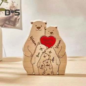 1 комплект деревянных медведей, семейный пазл, украшение, любовь, сердце, обнимающее мать, отца, медведя, пазл, настольная табличка, домашний офис, книжная полка, украшение для рабочего стола 2pcs