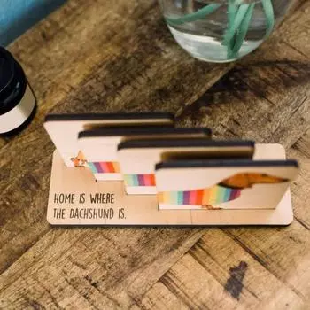 1 комплект деревянных подставок под стакан с радужной таксой и основанием, устойчивых к ожогам, для украшения кухонной столешницы, кастрюли, сковороды, держателя для чашки кофе и чая 1 Set