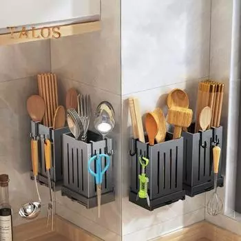 1 комплект, держатель для палочек для еды, большая емкость, компактный пластиковый прочный настенный органайзер для ложек и вилок, держатель для кухонных принадлежностей чёрный