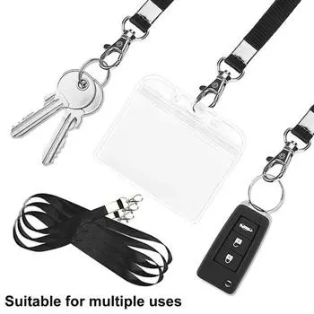 1 комплект держателя бейджа, прозрачный держатель для удостоверений личности со шнурком, легкий, удобный в носке, водонепроницаемый держатель для карт для офиса 10 pcs