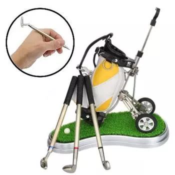 1 комплект держателя для ручек с 3 шариковыми ручками, креативный держатель для ручки для гольфа, органайзер, украшение для стола, офисные принадлежности чёрный