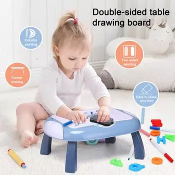 1 комплект, детская магнитная доска для рисования, двусторонняя стираемая картина, красочный коврик для рисования, планшет для эскизов синий