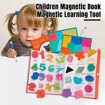1 комплект, детская магнитная книжка с номером, геометрическая форма, цвет, игра на познание, развивающая доска-головоломка, манипулятивные игры для малышей, мальчиков и девочек, подарок 1 Set