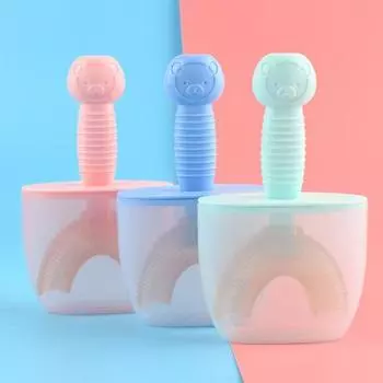 1 комплект, детская зубная щетка, эргономичный дизайн, противоскользящая силиконовая пищевая детская зубная щетка, аксессуары для малышей S зелёный