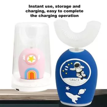 1 комплект, детская зубная щетка в мультяшной форме, удобная ручка, высокочастотная осцилляция, глубокая чистка, мощная электрическая зубная щетка для детей S C