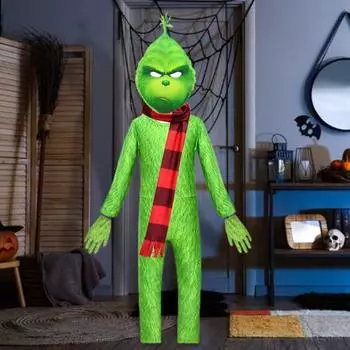 1 комплект детский комбинезон на Хэллоуин зеленый пушистый зверь косплей костюм включает маска перчатки шарф комплект 150CM