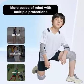1 комплект, детский комплект наколенников и локтей, дышащая мягкая утолщенная губчатая подушка, регулируемые противоударные наколенники, езда на велосипеде, танцы, катание на роликах S серый