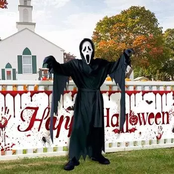 1 комплект, детский костюм на Хэллоуин, жуткий призрак, косплей, маска, перчатки, пояс, халат, карнавальный костюм для вечеринки, дом с привидениями, детский наряд S чёрный