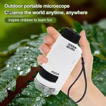 1 комплект, детский микроскоп с увеличением 60x-120x, портативный научный микроскоп для школы, приключений на природе синий