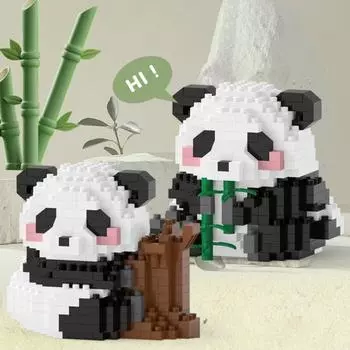 1 комплект, детский строительный блок с пандой, игрушка, прекрасное образование, развитие моторики, здание, микрокирпич для животных, настольный компьютер D
