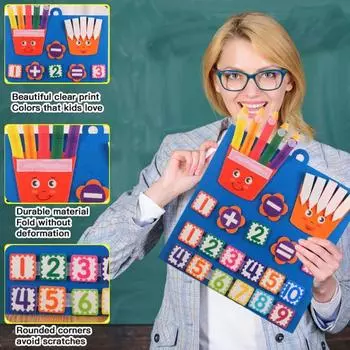 1 комплект детской фетровой математической доски с числами от 1 до 10, символами операций сложения и вычитания, дошкольного обучения, детского сада, образования, арифметики для малышей B