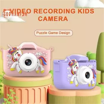 1 комплект детской камеры - камера с двумя объективами и функцией селфи, детская игрушка для фотосъемки с высоким разрешением для фото-видео синий