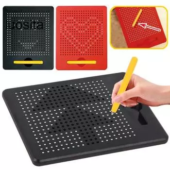 1 комплект детской магнитной доски для рисования со стальными шариками 380/714, выдвижной ручкой, ковриком для раннего образования для малышей в горошек, подарок для мальчиков и девочек S красный