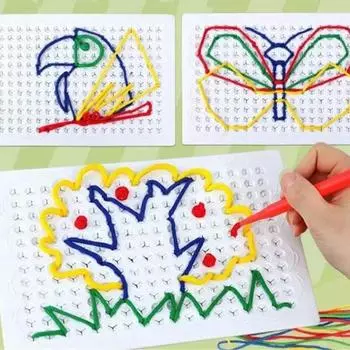 1 комплект детской обучающей доски для продевания ниток, мелкой моторики, тренировки внимания, узоров, плетения, занятий