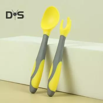 1 комплект детской вилки Удобная ручка Нескользящая ручка Сгибается на 360 градусов Без запаха Кипячение Дезинфекция Поесть Детская вилка для обучения кручению TPE Изогнутая синий