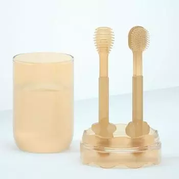 1 комплект детской зубной щетки, привлекательная тонкая работа, коричневая компактная противоскользящая зубная щетка для чистки новорожденных на каждый день коричневый