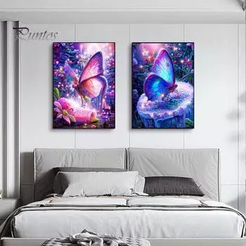 1 комплект DIY 5D комплект алмазной живописи повысит креативность, украсит ваше пространство, узор бабочки, мозаика, вышивка крестиком A