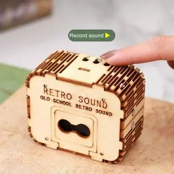 1 комплект DIY Деревянный диктофон Игрушка Ручной работы Музыкальный проигрыватель Настольное Украшение Образовательный