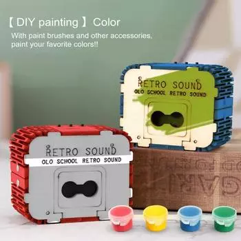 1 комплект DIY Деревянный диктофон игрушка ручной работы музыкальный проигрыватель настольное украшение образовательная ретро записывающая машина сборка игрушка для малышей мальчиков девочек подарок set